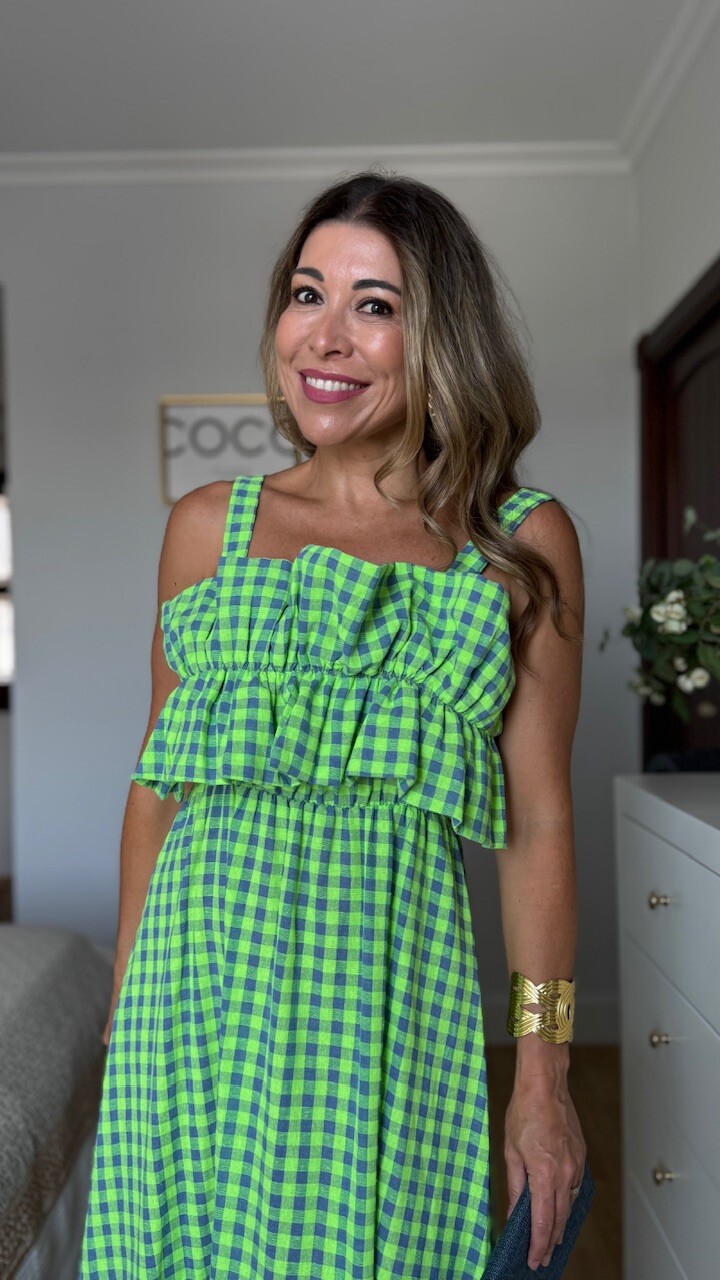 Vestido Rosalinda flúor Lima azul - Imagen 9