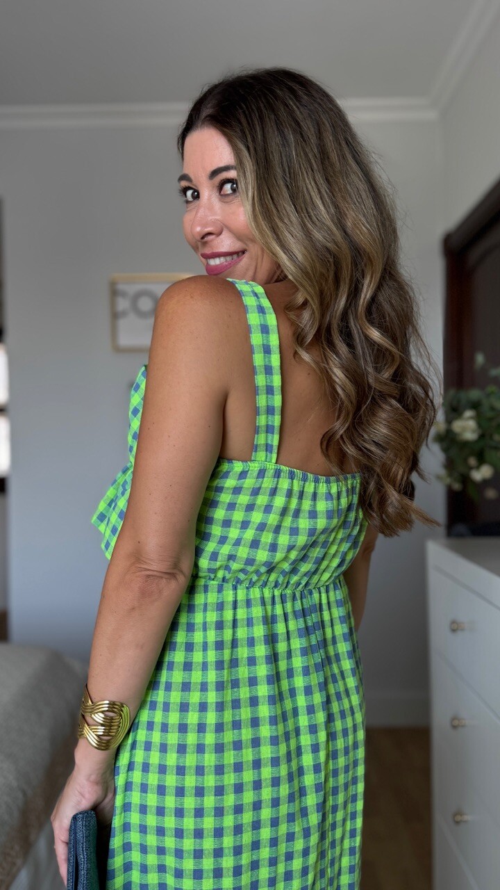 Vestido Rosalinda flúor Lima azul - Imagen 5