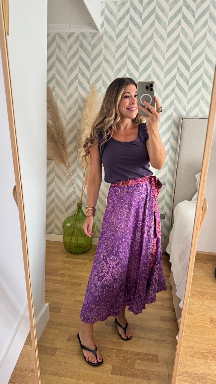 Falda india Cachemere Morada - Imagen 3