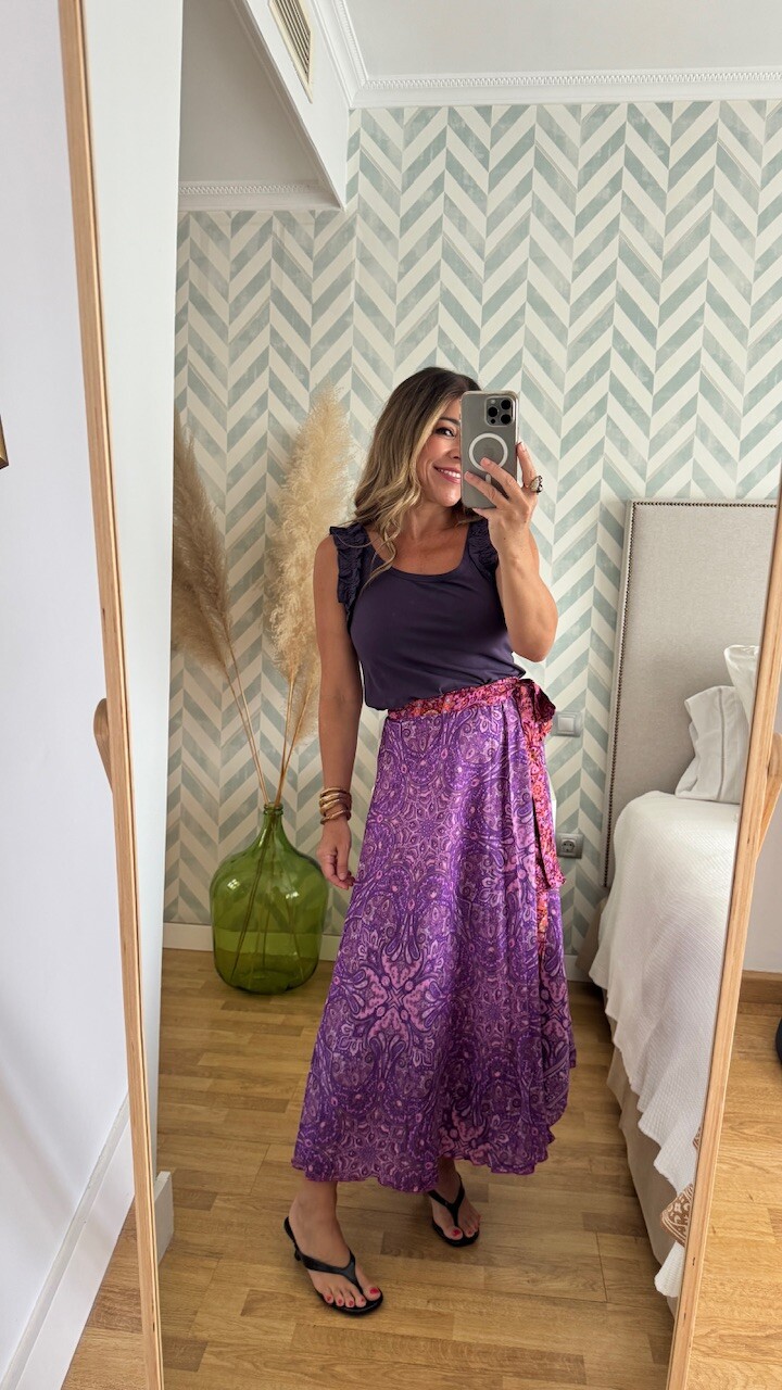 Falda india Cachemere Morada - Imagen 8