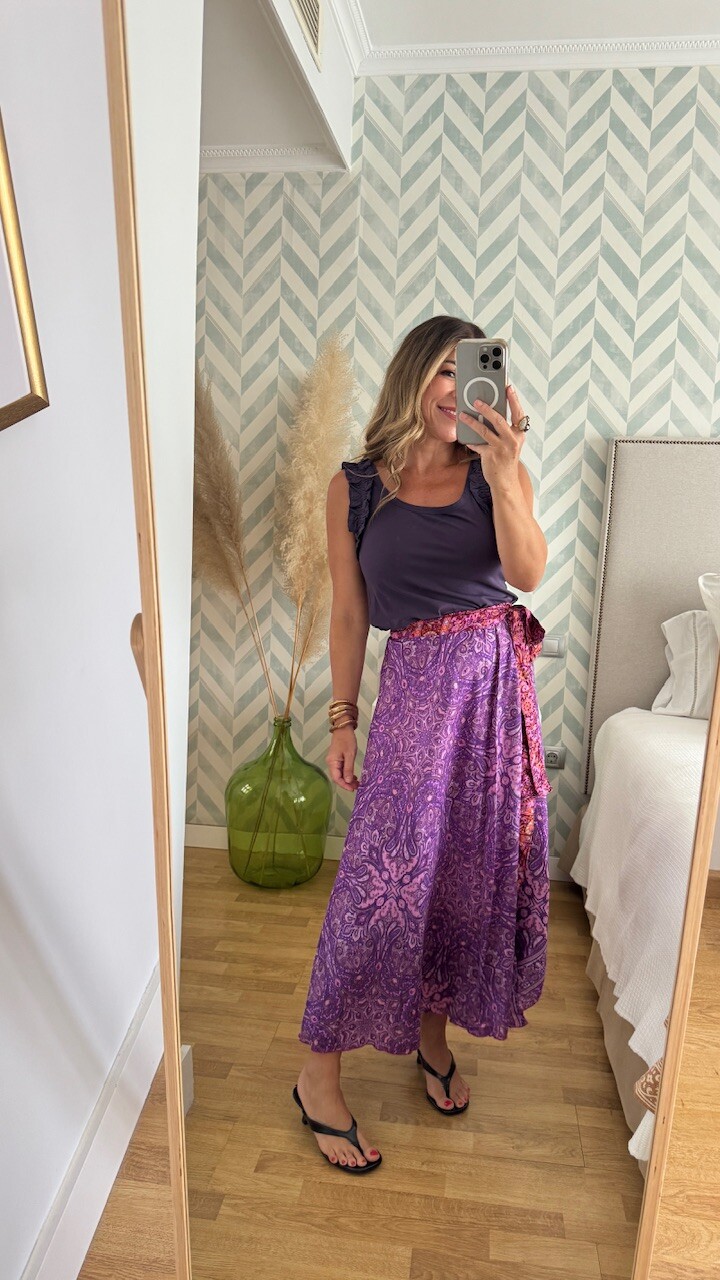 Falda india Cachemere Morada - Imagen 7