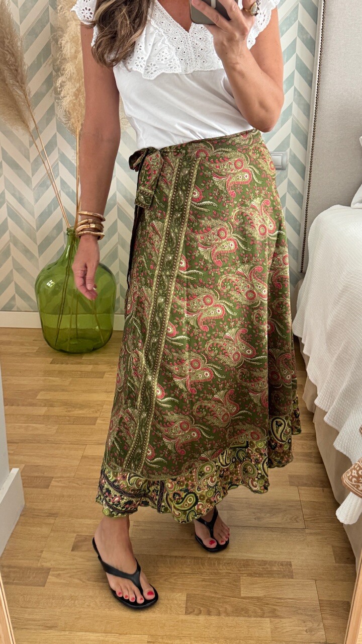 Falda india Cachemere Verde - Imagen 5