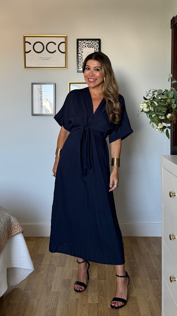 Vestido Nudo Azul Marino - Imagen 3