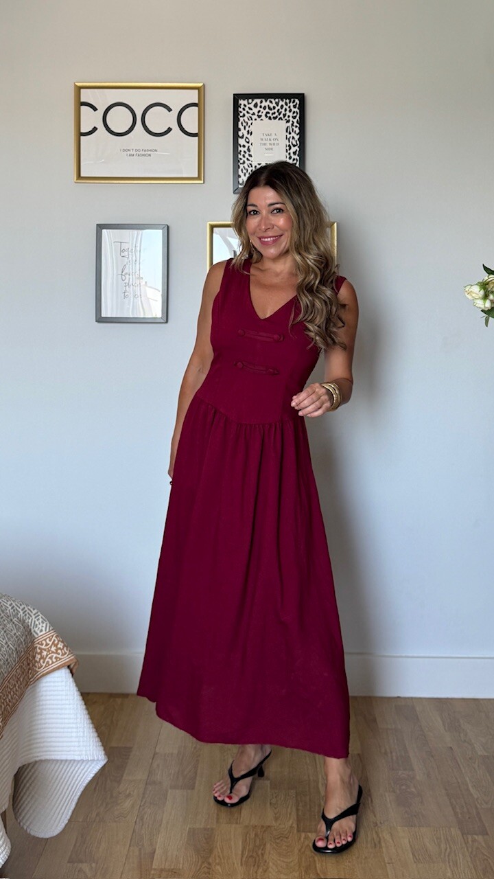 Vestido Oriente Burdeos - Imagen 6