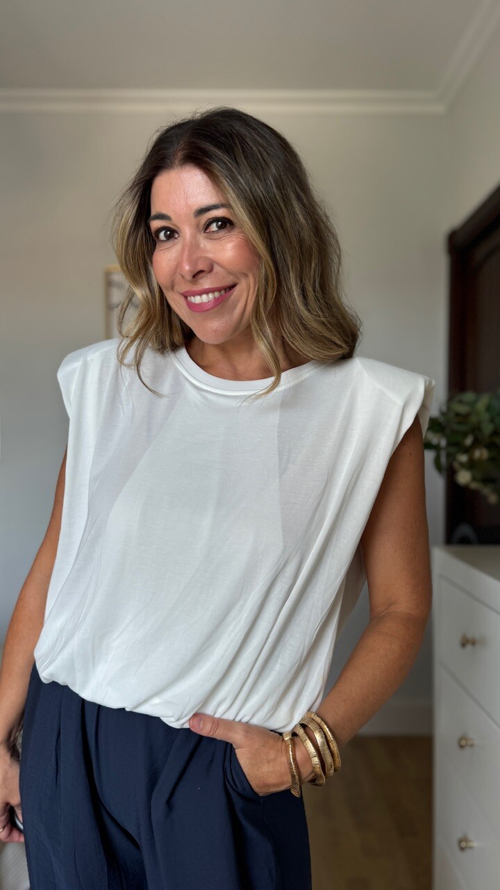 Camiseta Lua Hombreras Blanca - Imagen 4