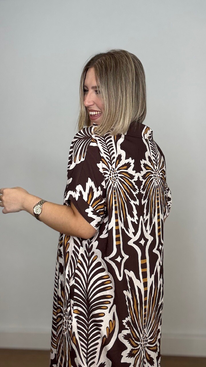 Vestido Túnica Estampado Marrón - Imagen 12