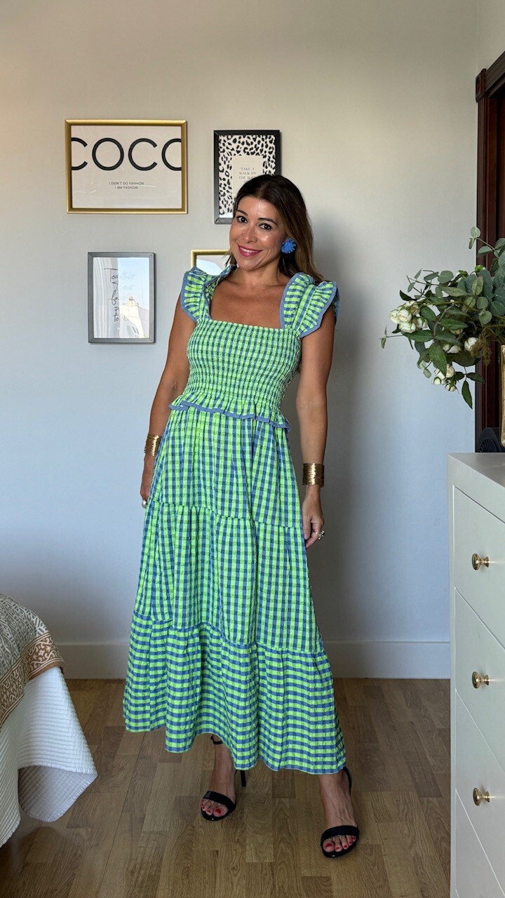 Vestido Vichy Fluor Nido Verde Lima - Imagen 2