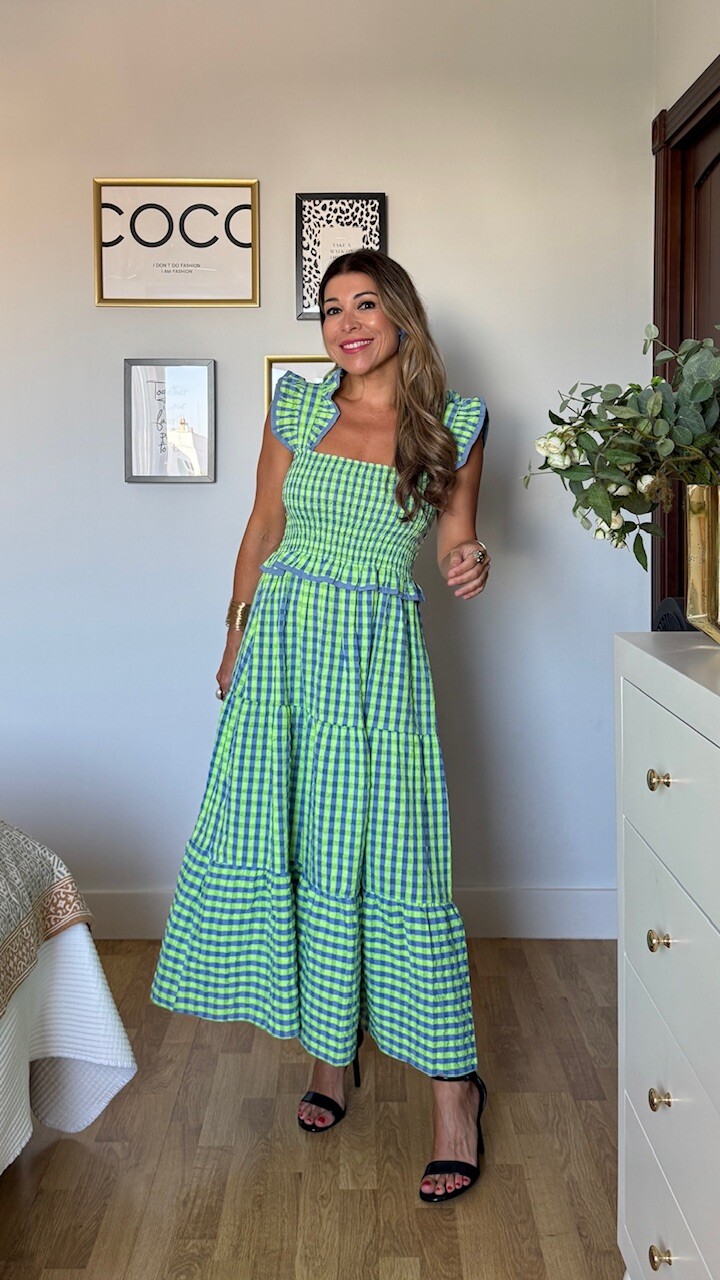 Vestido Vichy Fluor Nido Verde Lima - Imagen 4