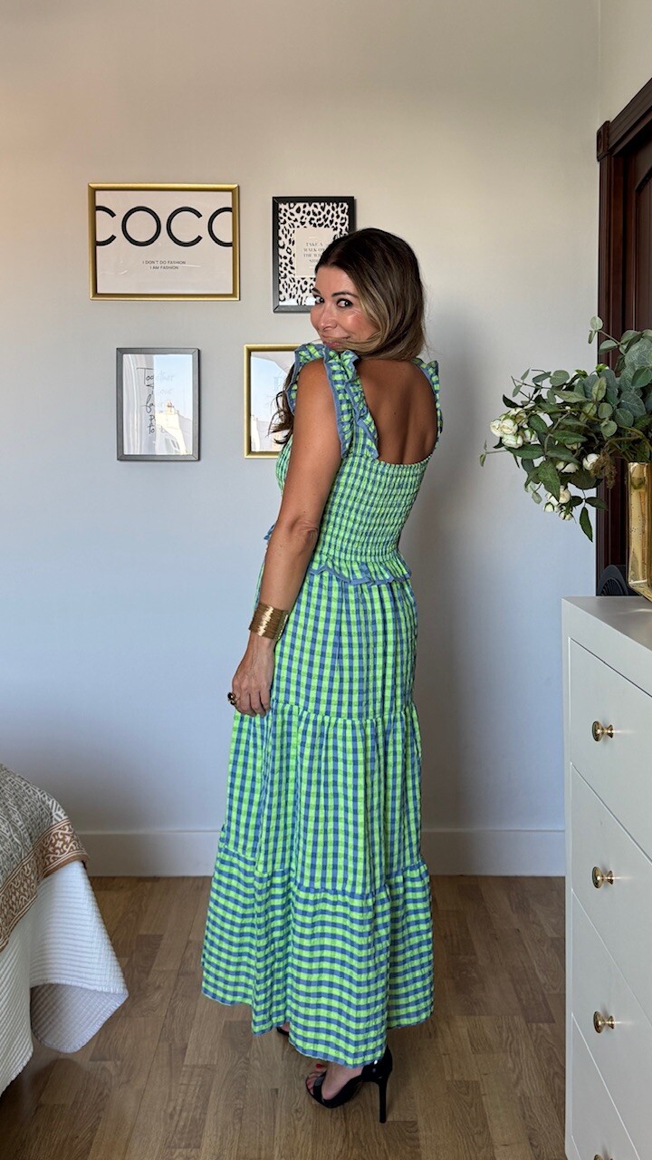 Vestido Vichy Fluor Nido Verde Lima - Imagen 7