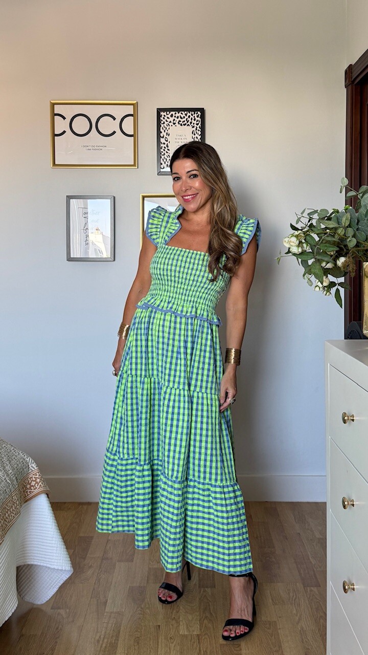 Vestido Vichy Fluor Nido Verde Lima - Imagen 8