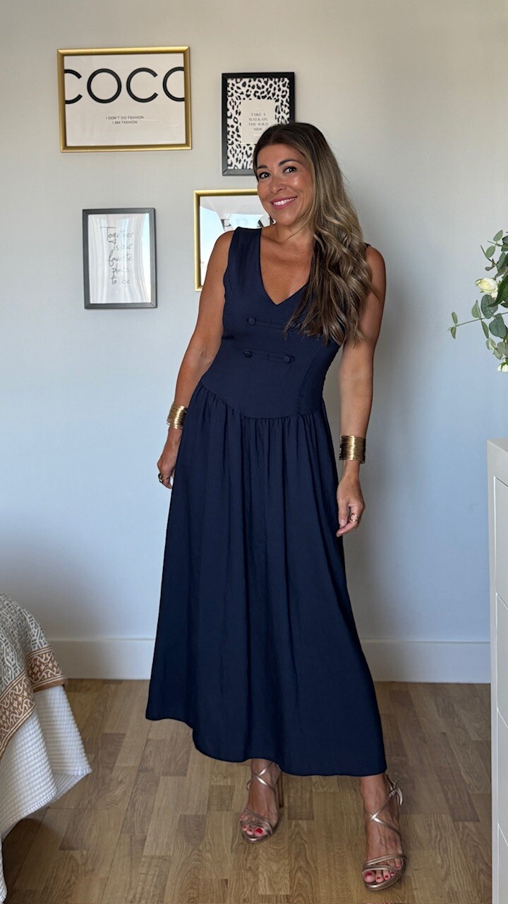 Vestido Oriente Azul Marino