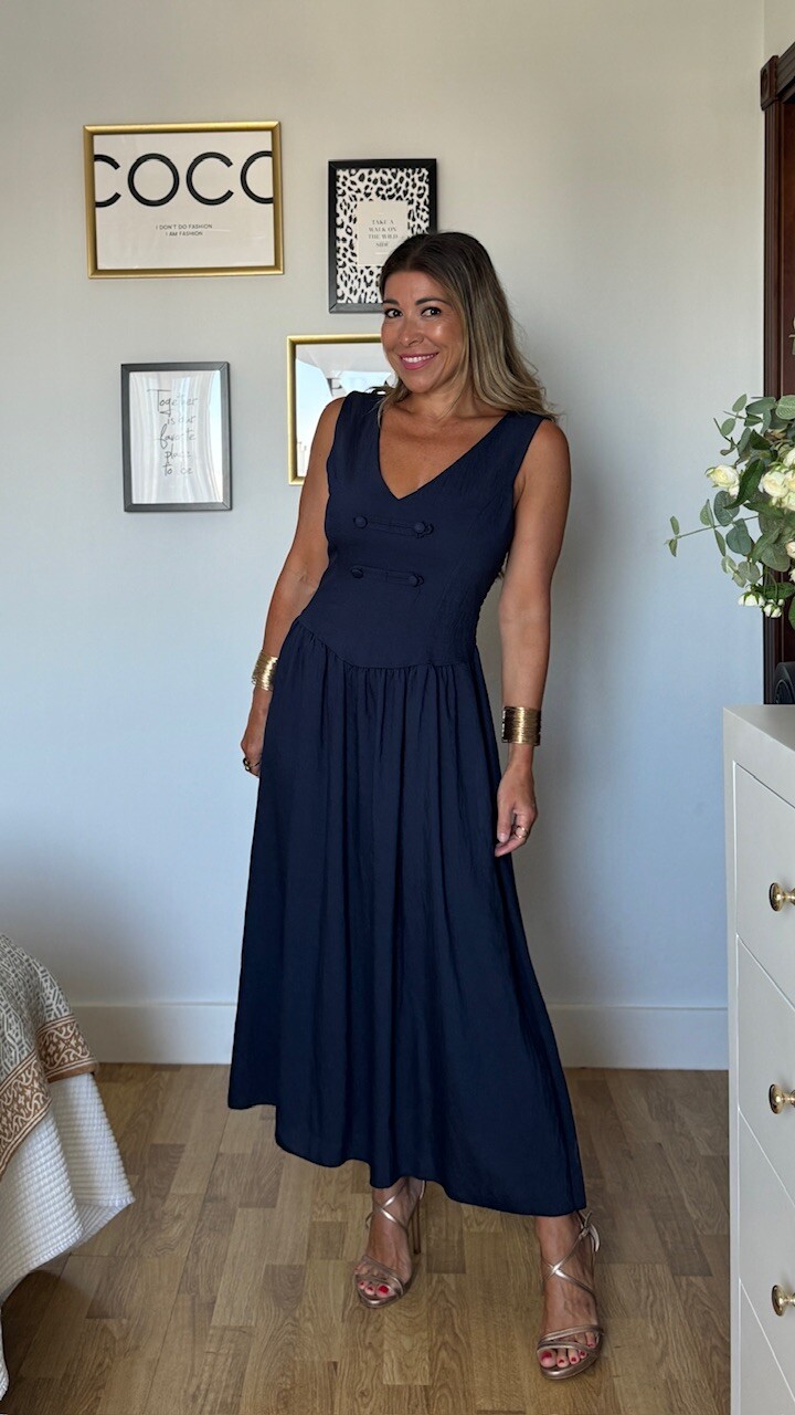 Vestido Oriente Azul Marino - Imagen 5