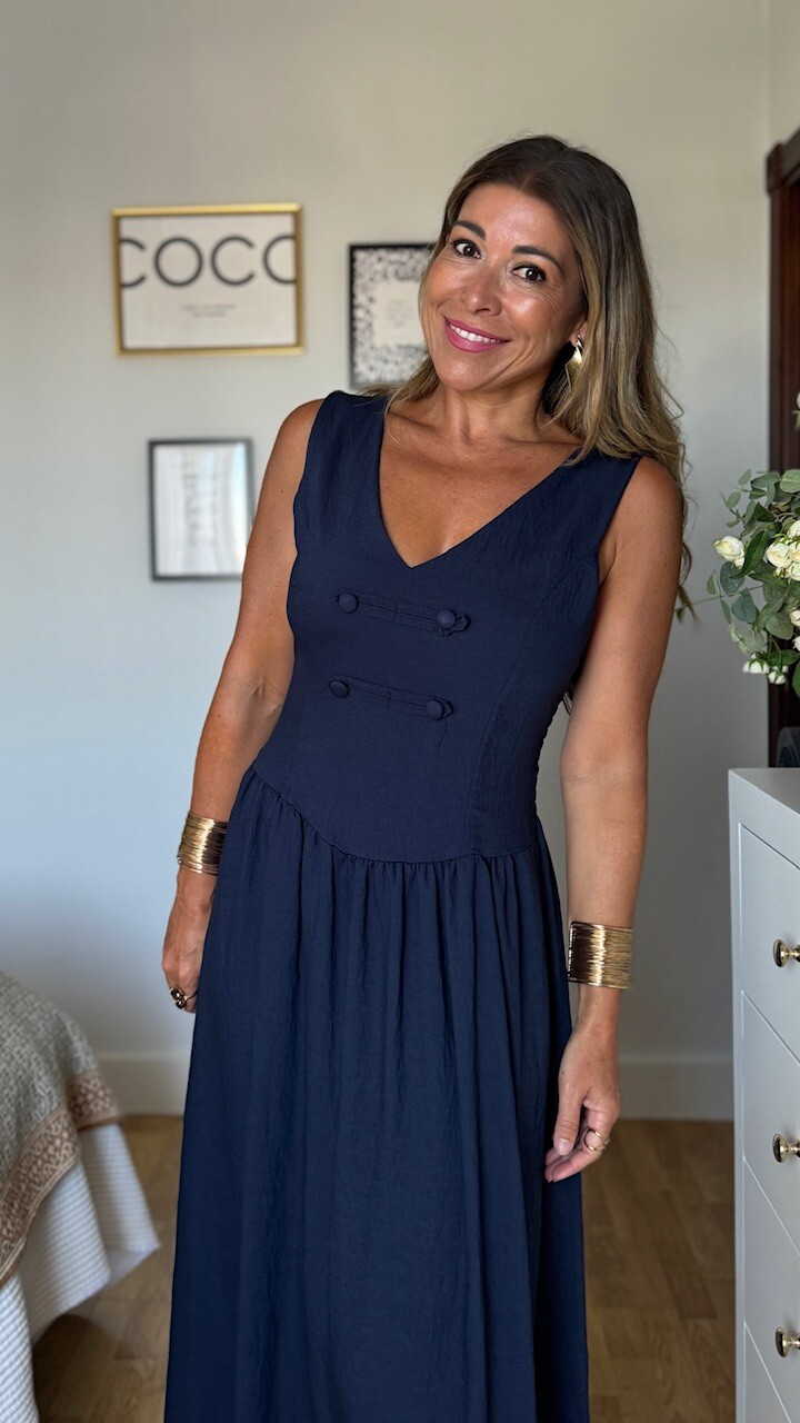 Vestido Oriente Azul Marino - Imagen 2