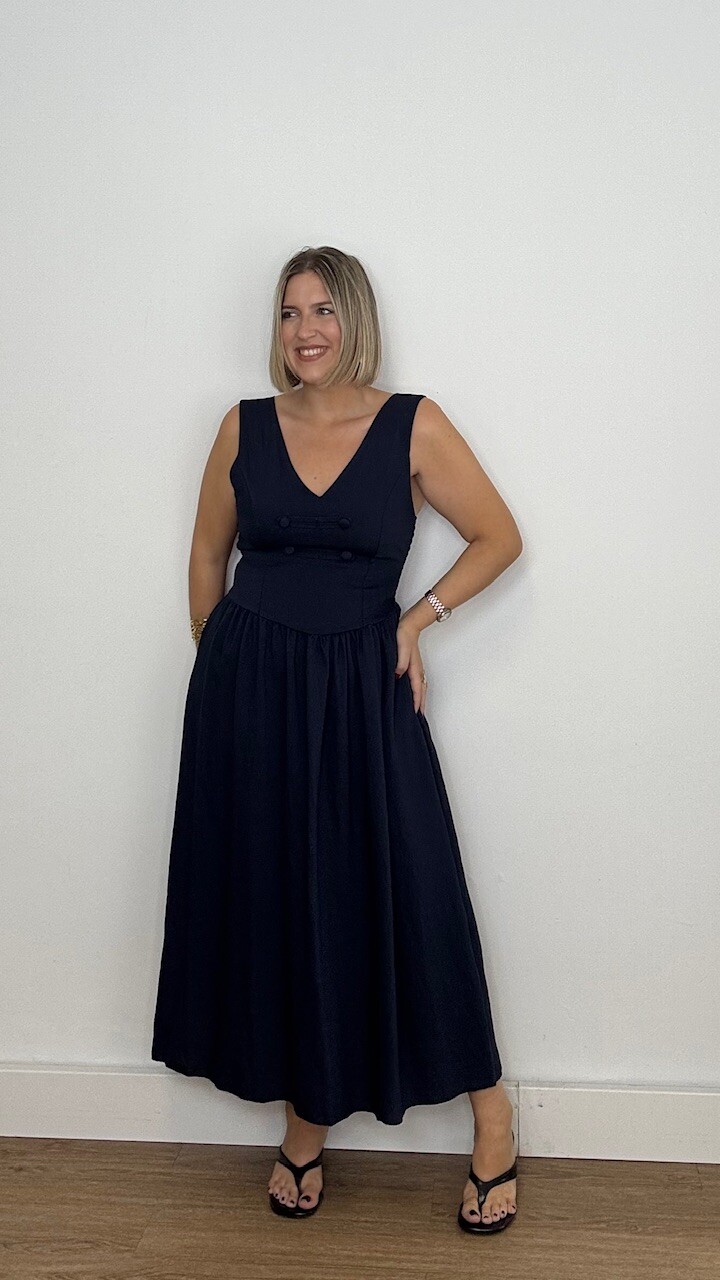 Vestido Oriente Azul Marino - Imagen 9