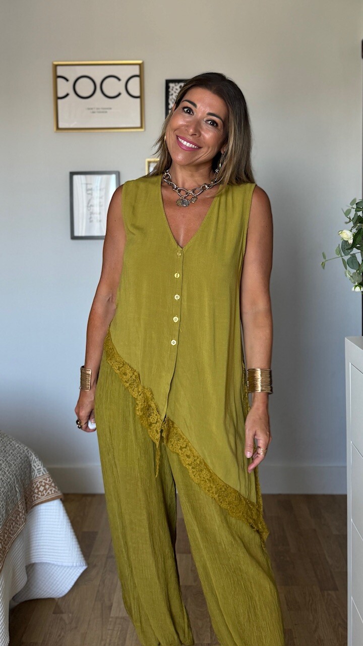Blusa Asimétrica Encaje Verde Pistacho - Imagen 5