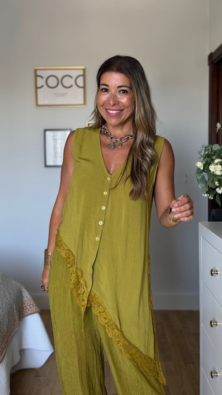 Blusa Asimétrica Encaje Verde Pistacho - Imagen 6