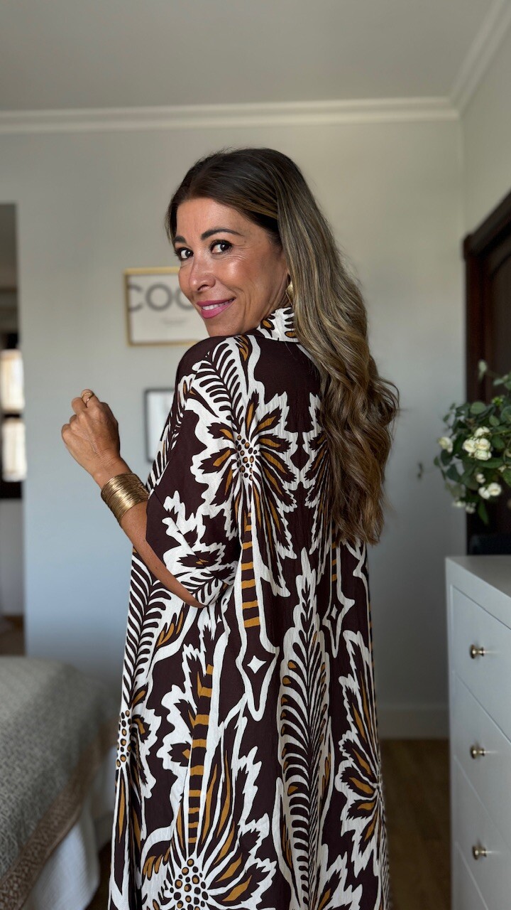 Vestido Túnica Estampado Marrón - Imagen 6