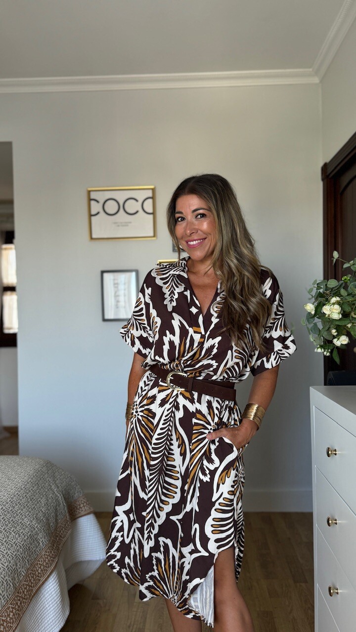 Vestido Túnica Estampado Marrón - Imagen 8