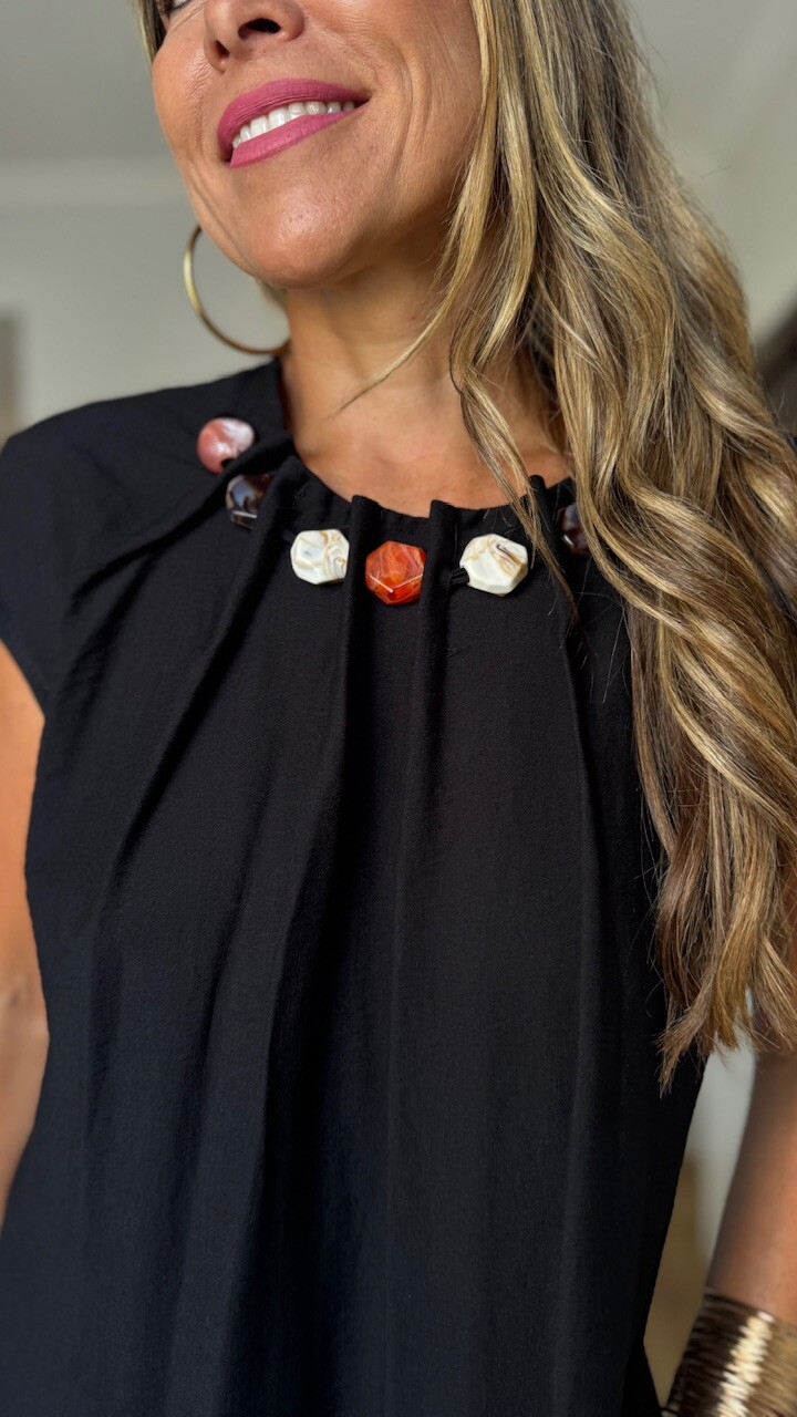 Vestido Detalle Cuello Negro - Imagen 3
