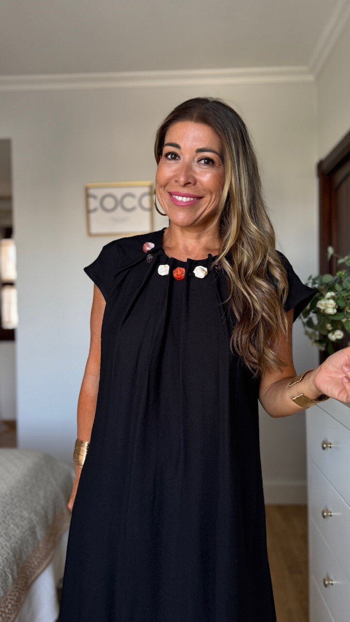Vestido Detalle Cuello Negro - Imagen 6