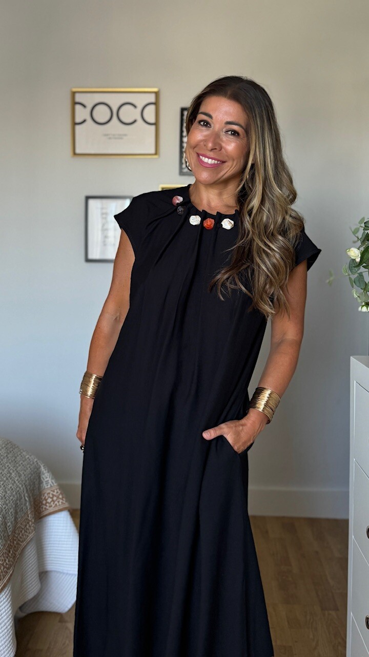 Vestido Detalle Cuello Negro - Imagen 5
