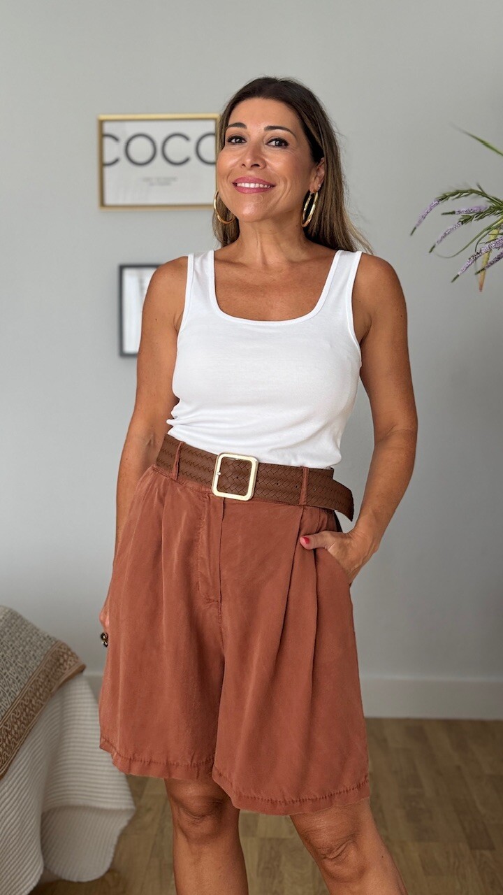Bermudas Cinturón Teja
