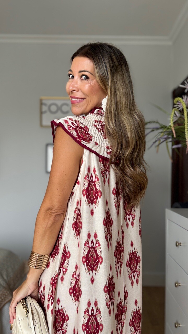 Vestido Cuello Frunce Estampado - Imagen 4