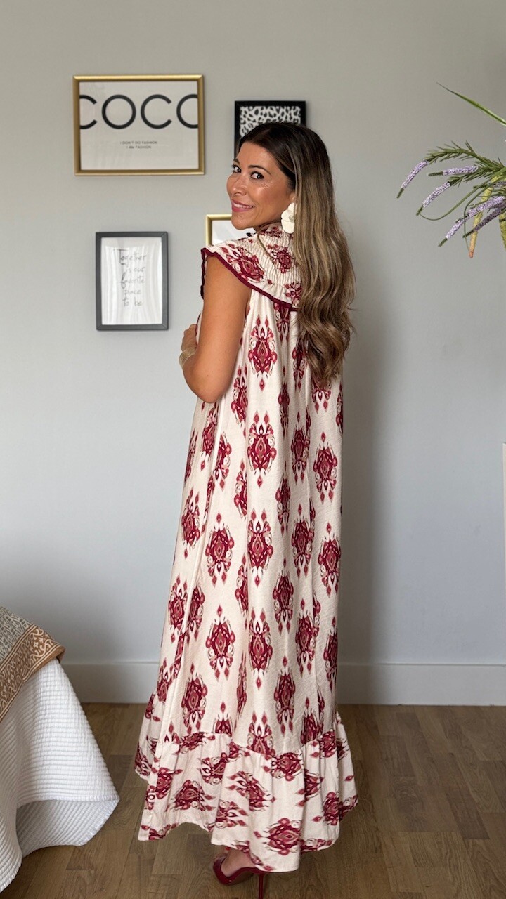 Vestido Cuello Frunce Estampado - Imagen 6