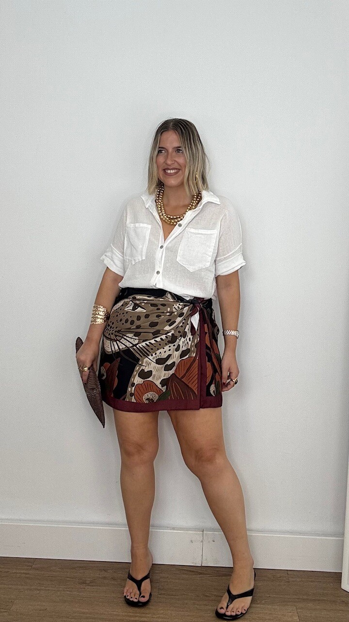 Falda Mini Pareo Estampada Burdeos - Imagen 11