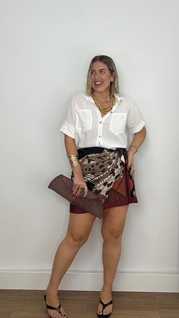 Falda Mini Pareo Estampada Burdeos - Imagen 12