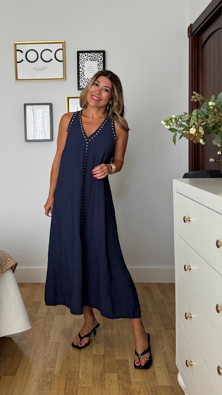 Vestido Alice Tachas Azul Marino - Imagen 2
