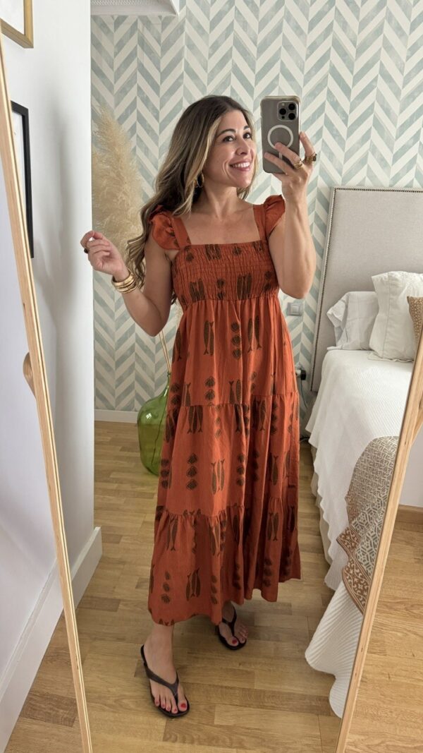 Vestido Espinas Teja