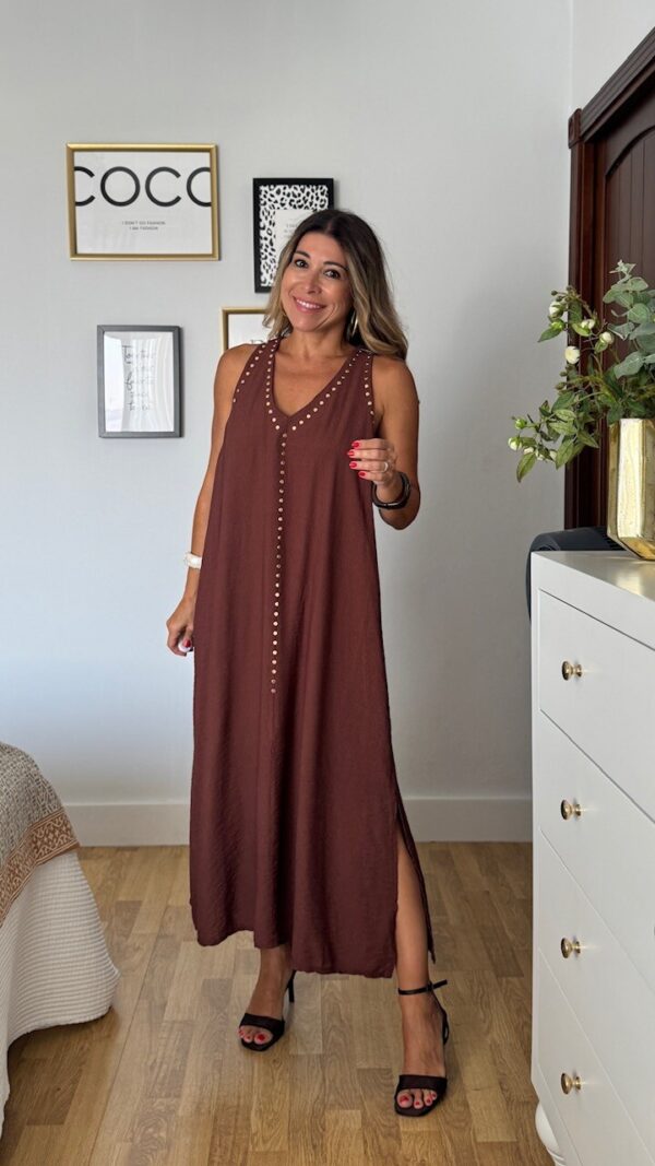 Vestido Alice Tachas Marrón