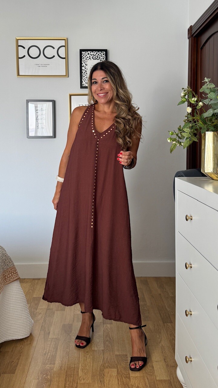 Vestido Alice Tachas Marrón - Imagen 6
