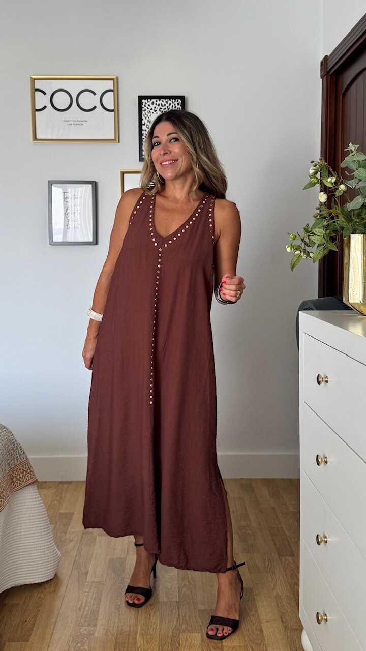 Vestido Alice Tachas Marrón - Imagen 7
