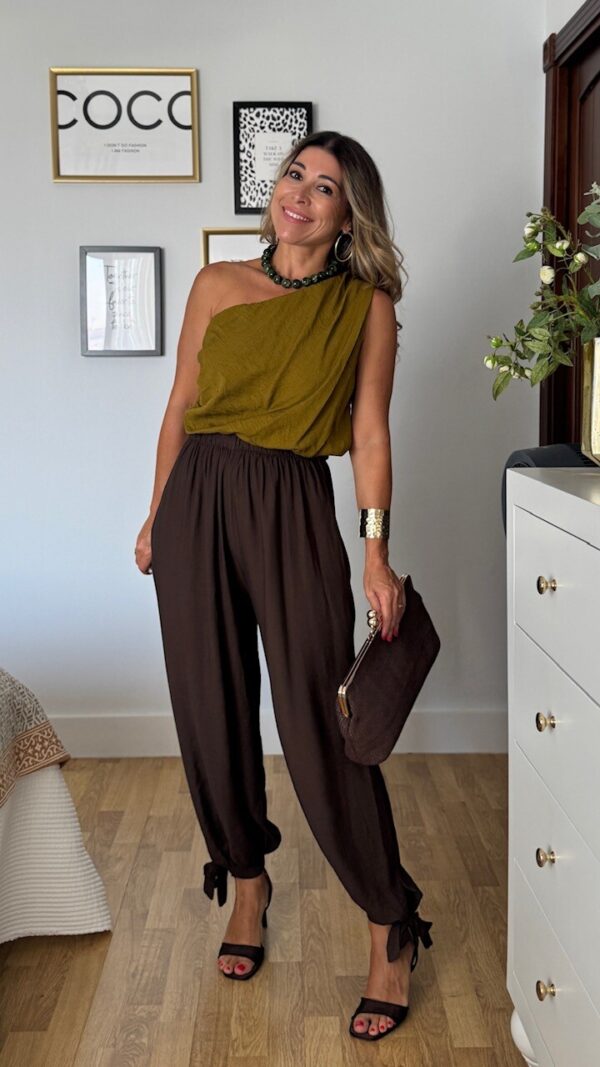 Pantalón Bombacho Lazada Marrón