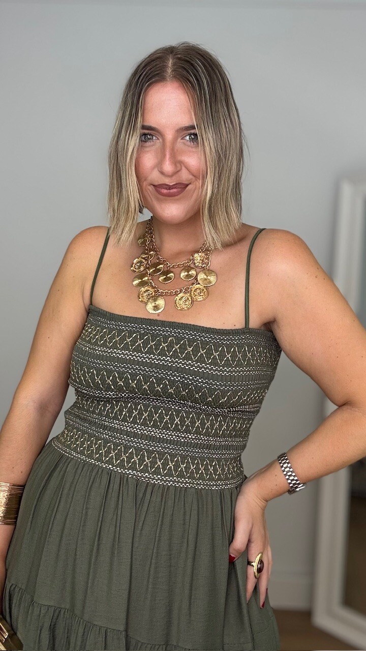 Vestido Chloe Nido Verde Caza - Imagen 11