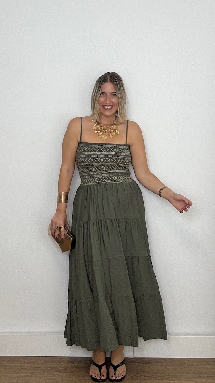 Vestido Chloe Nido Verde Caza - Imagen 10