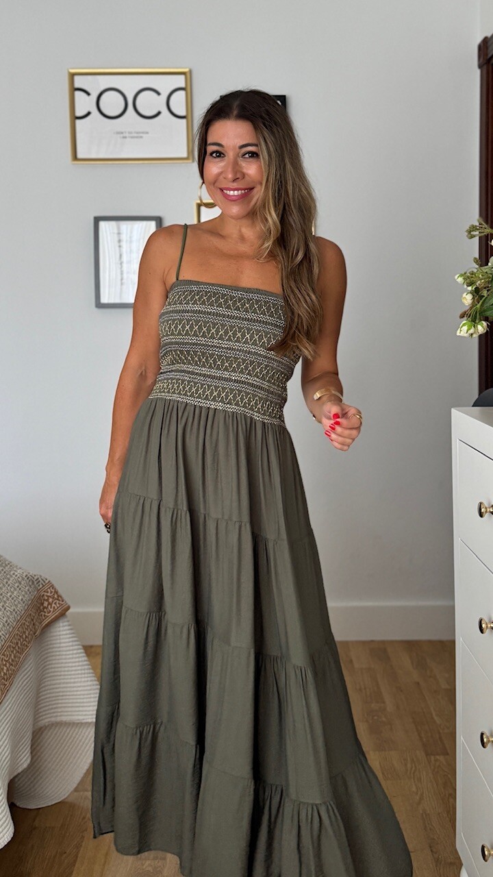 Vestido Chloe Nido Verde Caza - Imagen 4