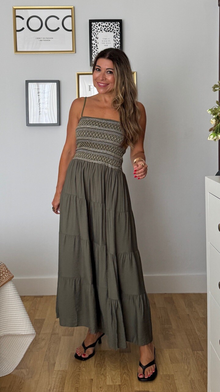 Vestido Chloe Nido Verde Caza - Imagen 5
