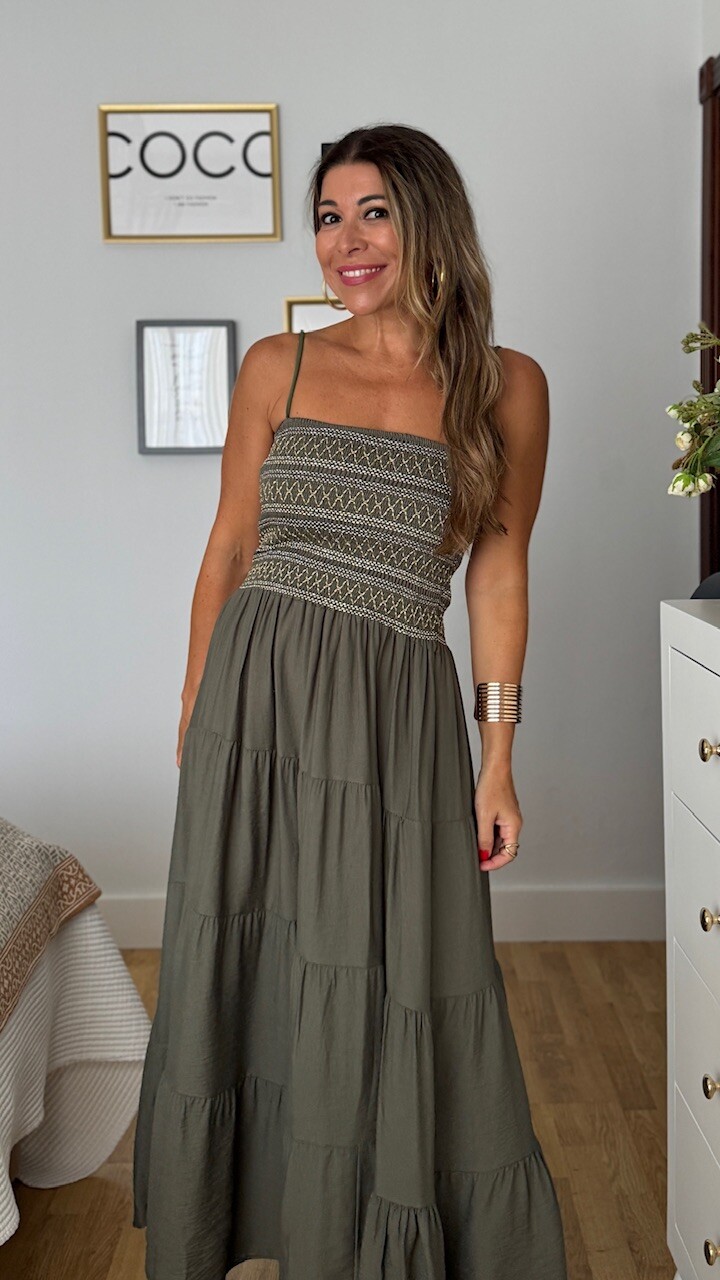 Vestido Chloe Nido Verde Caza - Imagen 9