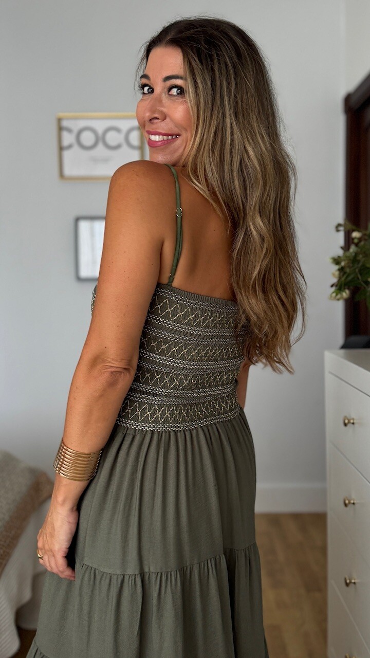 Vestido Chloe Nido Verde Caza - Imagen 8