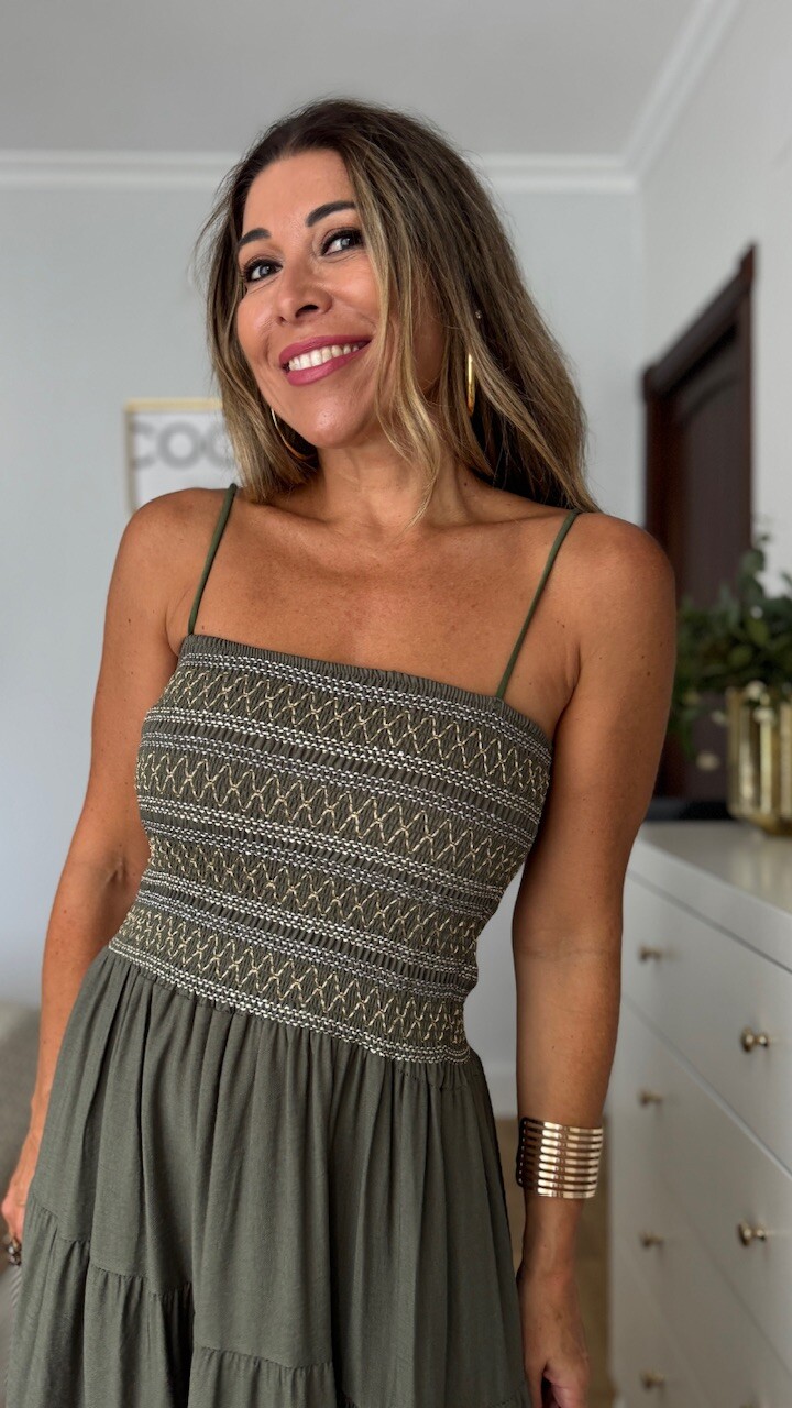 Vestido Chloe Nido Verde Caza - Imagen 2