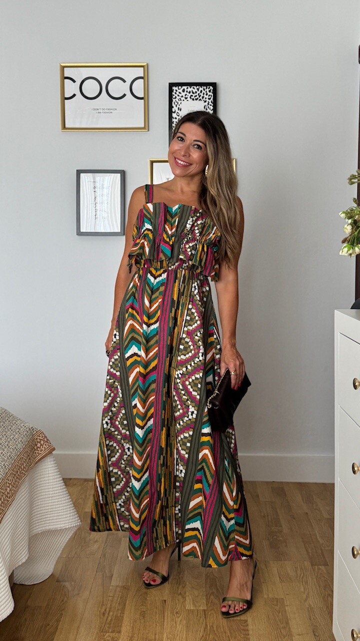 Vestido Emma Volantón Verde Caza - Imagen 4