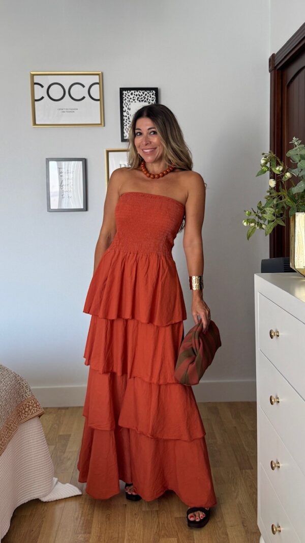 Vestido Volantes Nido Teja