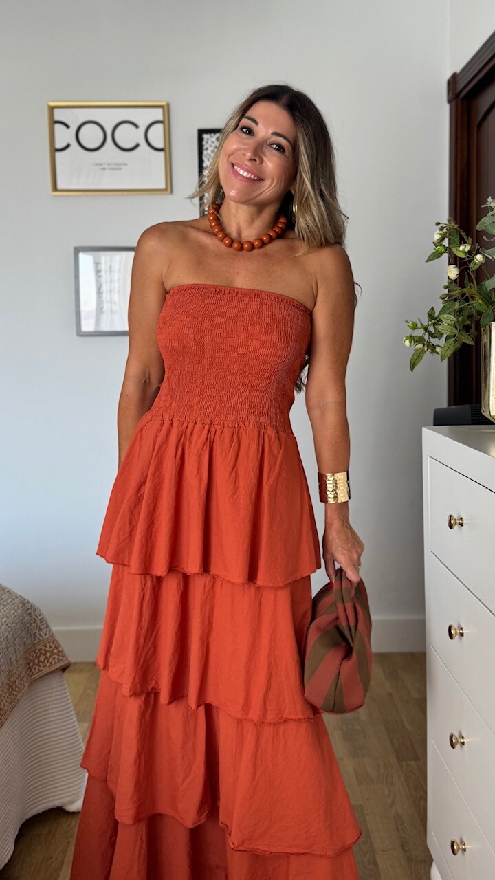 Vestido Volantes Nido Teja - Imagen 9