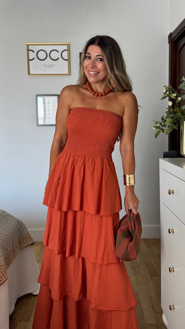 Vestido Volantes Nido Teja - Imagen 10