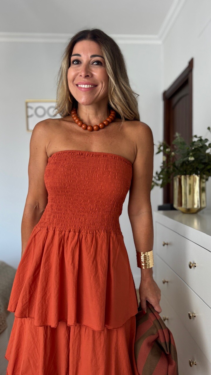 Vestido Volantes Nido Teja - Imagen 2