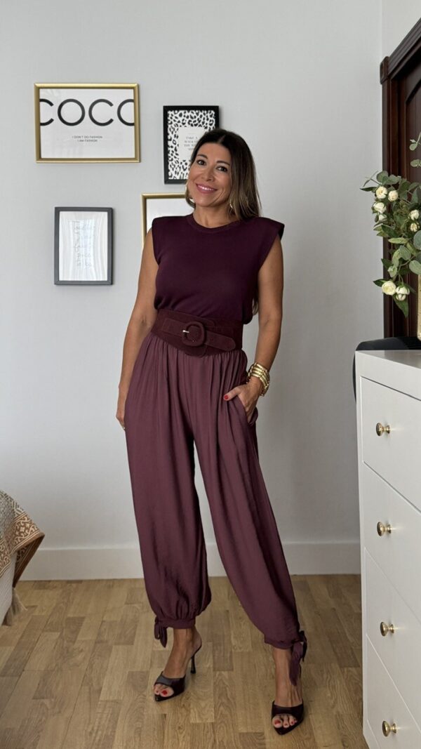 Pantalón Bombacho Lazada Berenjena