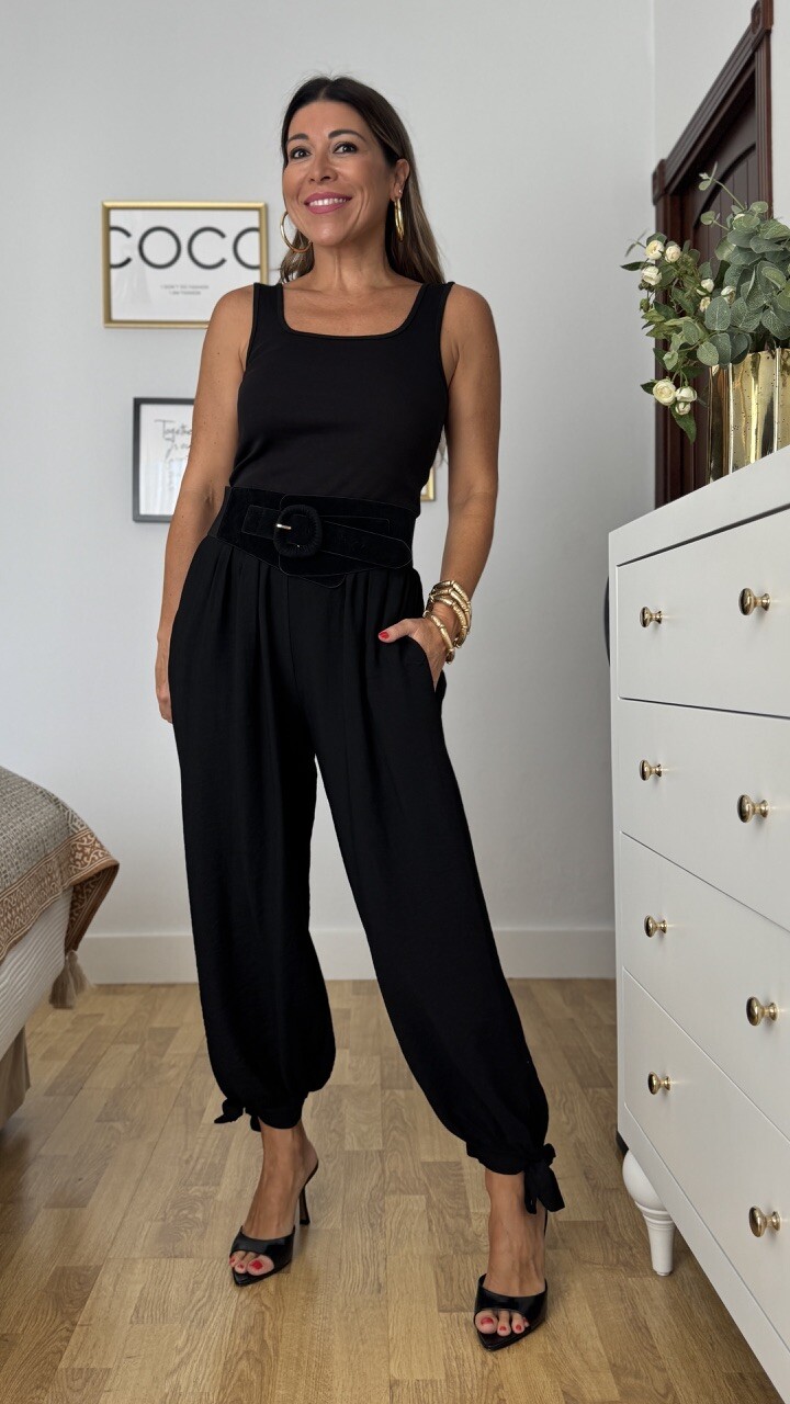 Pantalón Bombacho Lazada Negro - Imagen 7